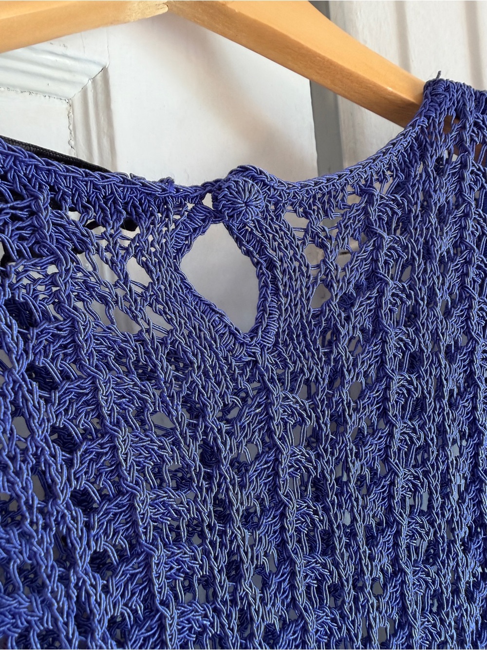 NWT Zara Crochet Fringe Sleeveless Top in Vivid Electric Periwinkle Blue Small - Picture 4 of 12